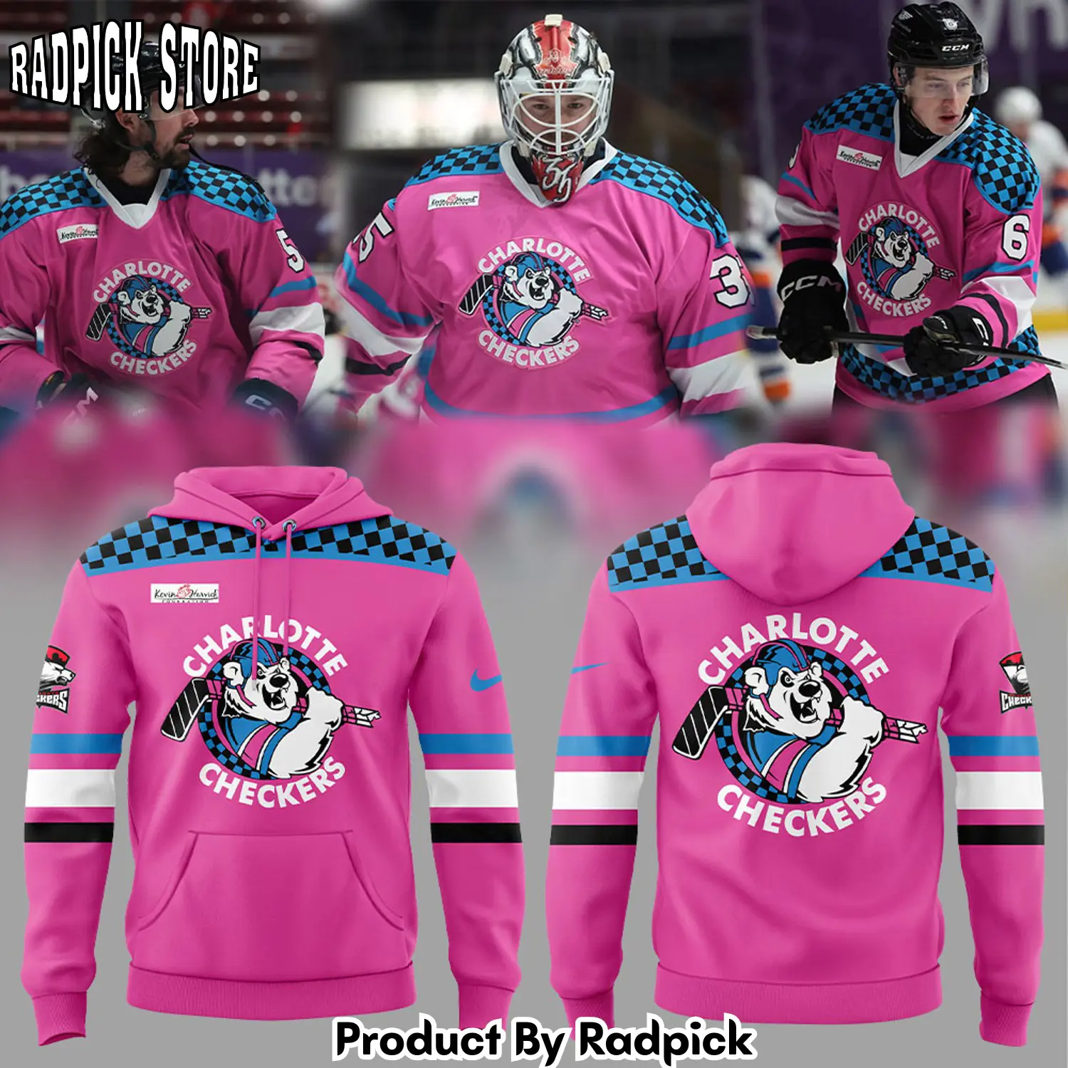 Charlotte checkers uniform neon night hoodie joggers hoodie and long pants set rp291872